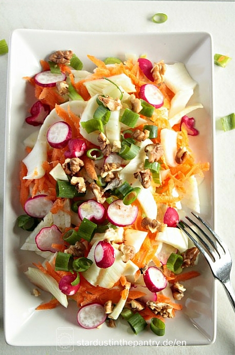 Leckerer bunter Fenchel Salat mit Walnüssen