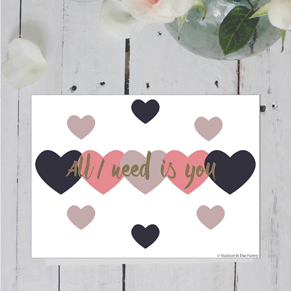 All I need is you! Valentinstagskarte!