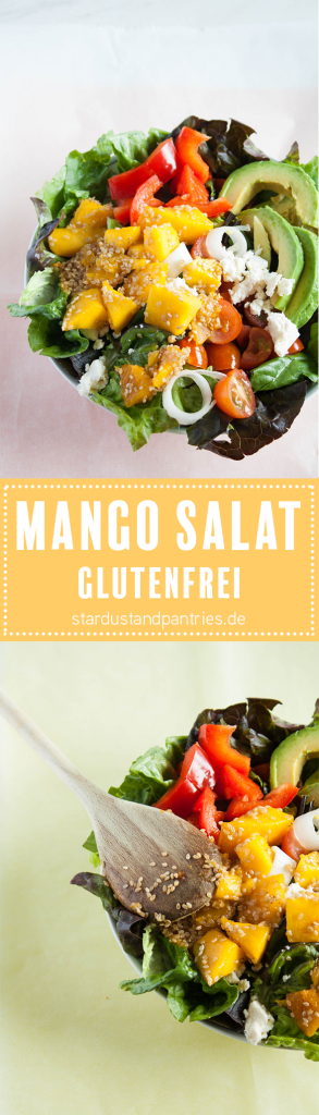 Gesunder und leckerer Mango Avocado Salat mit Sesam. Super leckeres Abendessen oder zum Grillfest!