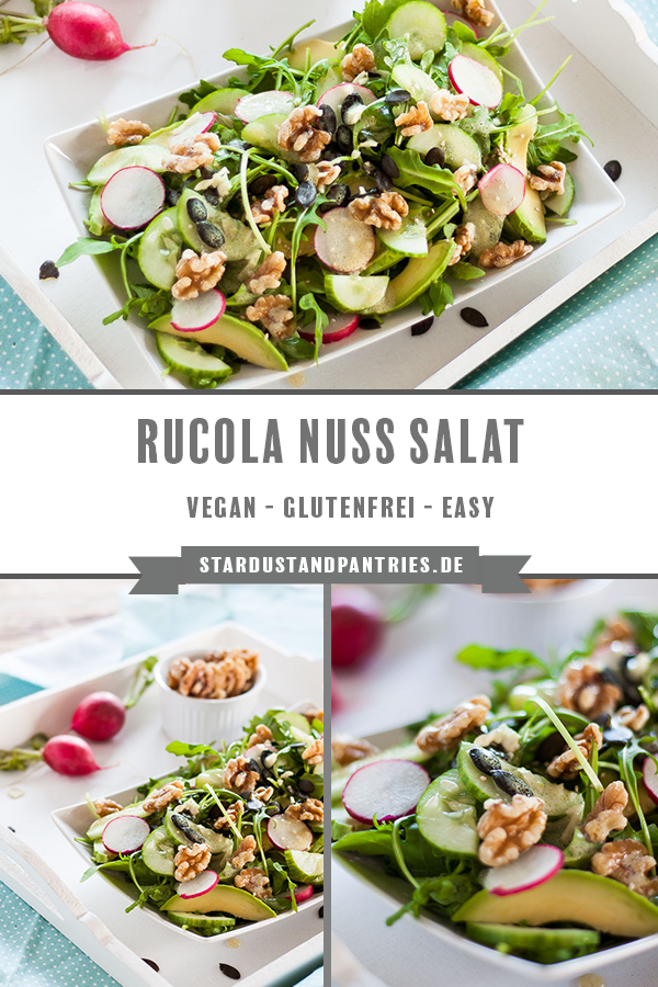 Schneller Rucola-Nuss Salat mit viel Magnesium und Zink für starke Nerven! Schnelles Abendessen, eignet sich auch super für's Büro oder Picknick! #Picknick #Saalt