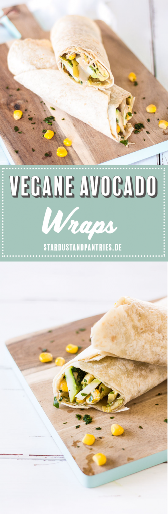 Vegane Avocado Wraps mit Gemüsefüllung sind schnell zubereitet und eignen sich prima zum Mitnehmen als gesunden Snack für den Hunger zwischendurch oder für's Büro!
