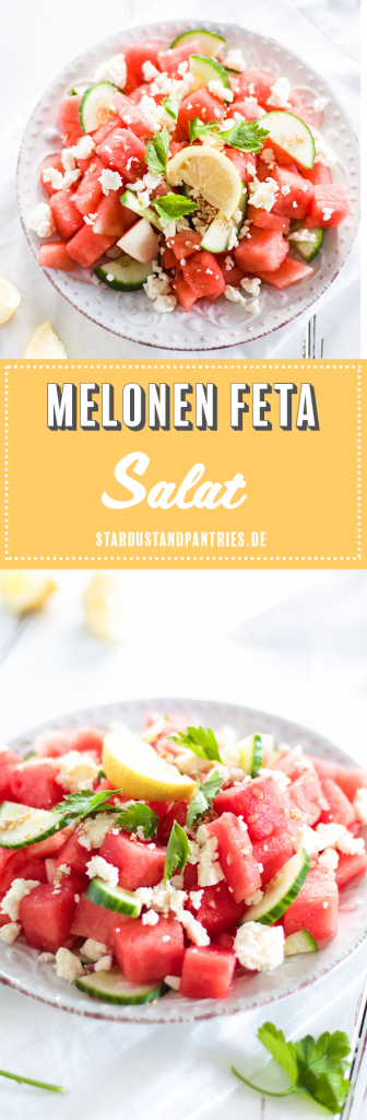 Erfrischender vegetarischer Melonen Feta Salat mit Gurke und Sesam sorgt für ein leichtes und gesundes Essen bei hohen Temperaturen!