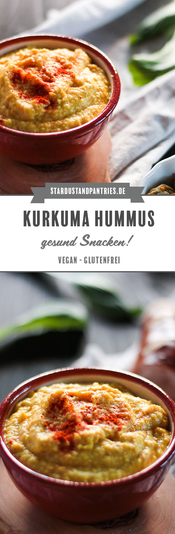 Schnelles Kurkuma Hummus als Dip zu Gemüse und als Brotaufstrich. Kurkuma Hummus ist von Natur aus glutenfrei und vegan. Ein gesunder Snack für den Hunger Zwischendurch oder für's Büro! #Snack #Hummus #Kurkuma #Gesund