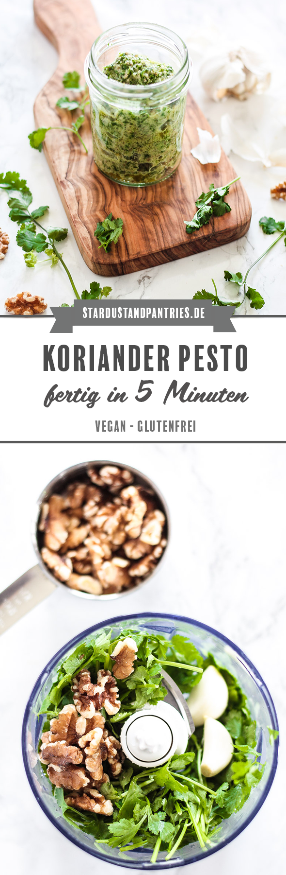 Schnelles und veganes Koriander Pesto Rezept. Koriander Perso schmeckt zu Brot, Pasta oder im Salat! #Korianderpesto #Pesto #Koriander #Pasta