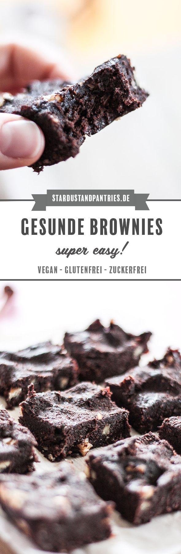 Gesunde vegane, zuckerfreie und glutenfreie Brownies: in wenigen Minuten kannst du eine gesunde Alternative zu Brownies zubereiten. Gesunde Brownies ohne Zucker schmecken sehr schokoladig, süß und saftig! #brownies #gesundebrownies #zuckerfrei