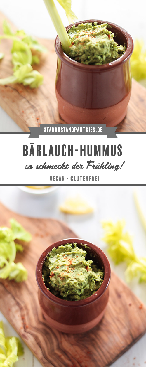 Veganes und einfaches Bärlauch-Hummus bringt den Frühling auf den Teller! In wenigen Minuten ist der Hummus fertig und kann als Brotaufstrich, Dip oder zum Salat gegessen werden. #Bärlauch #vegan #Hummus