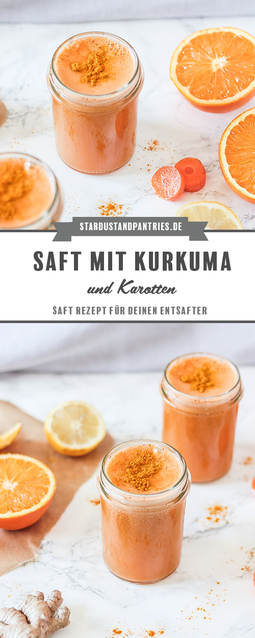 Ein frischer Saft aus Kurkuma und Karotten ist antiviral, entzündungshemmend und pusht das Immunsystem! Ein leckeres Rezept um mit dem Entsaften zu beginnen! Klick dirch durch zum Rezept! #Saft #Entsaften #Kurkuma